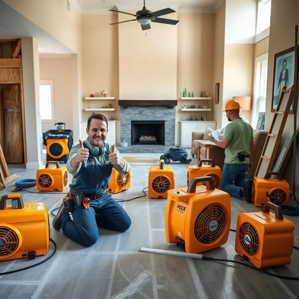 A professional restoration team unloading high-tech drying equipment in front of a Sullivan's Island residence.
